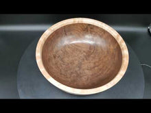 Load and play video in Gallery viewer, Walnut Burl bowl with Curly Maple rim
