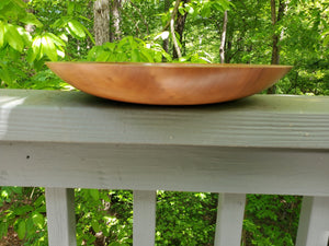 Handcrafted Cherry Wood Bowl with Intricate Carved Rim