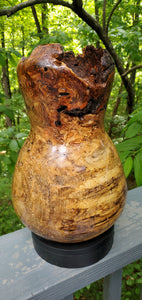 Spalted Cherry Burl Vase with Natural Edge
