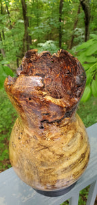 Spalted Cherry Burl Vase with Natural Edge