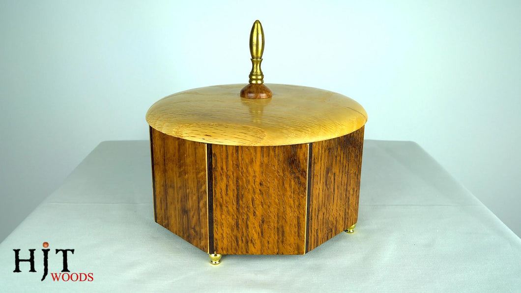 Octagonal English Brown Oak Veneered Box