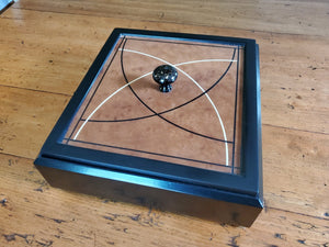 Black Lacquered Box with Roble Veneered Panel