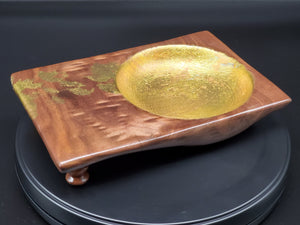 Black Walnut Bowl with Gold Leaf design
