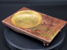 Load image into Gallery viewer, Black Walnut Bowl with Gold Leaf design

