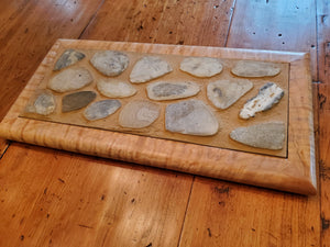 Custom Made Trivet with Curly Maple Frame with Mixed Stone