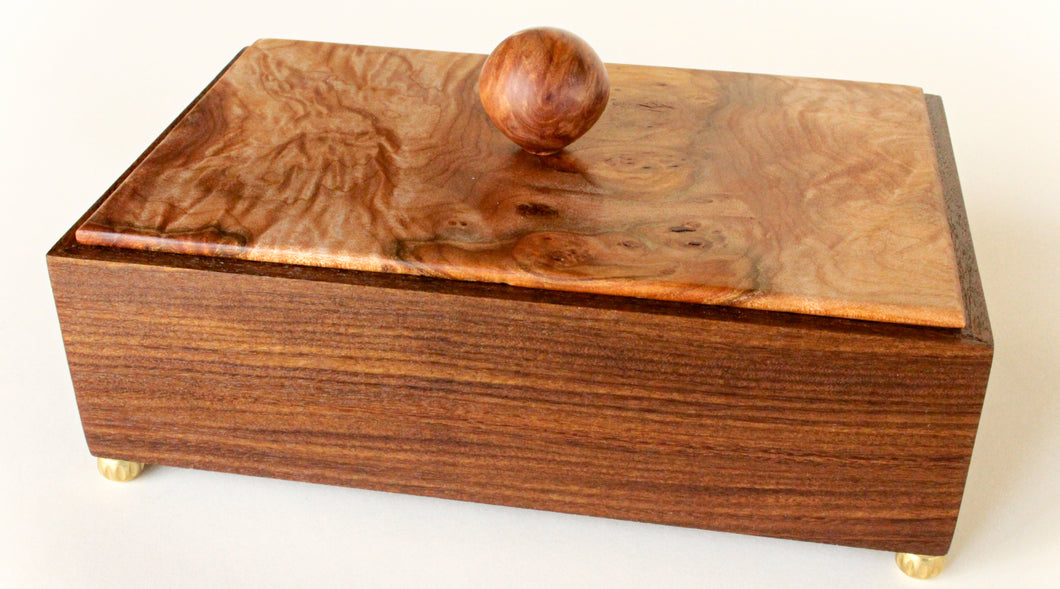 Amazon Rosewood Jewerly Box with Elm Burl Top