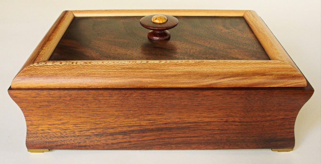 Coved Walnut Box with Sycamore Frame and Figured Walnut Panel
