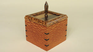 Lacewood-Box with Ebony Splines, Gum panel with Black Palm Frame