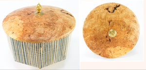 Octagonal Box with Grasscloth and Beautiful Maple Burl top