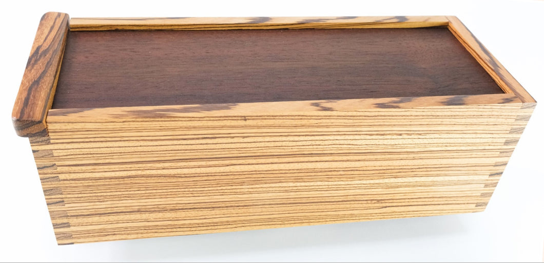 Zebrawood Winebox with Finger Joints